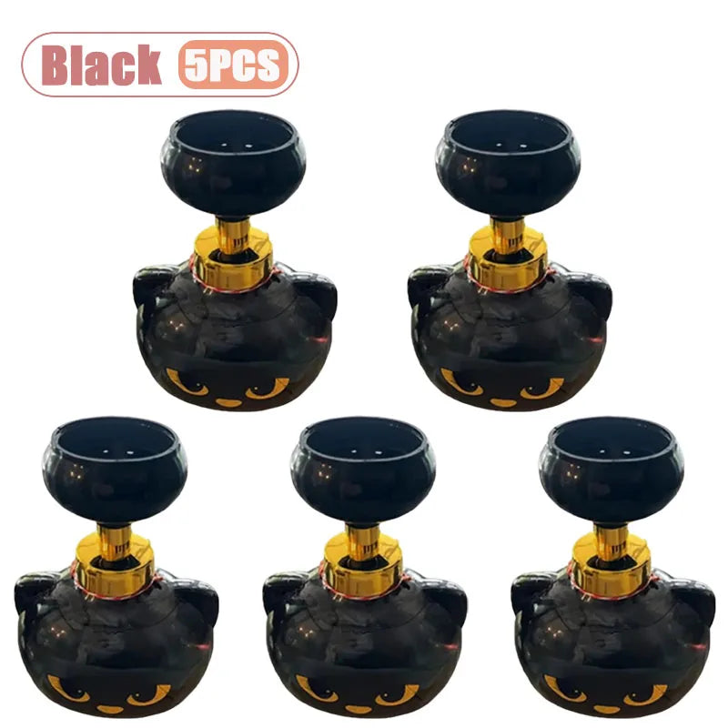 1-10PCS Black Cat Paw Foam Soap Pump Dispenser Refillable Hand Wash Bottle for Bathroom Sink Halloween Decor Cat Lovers Gift Vue Black-5PCS
