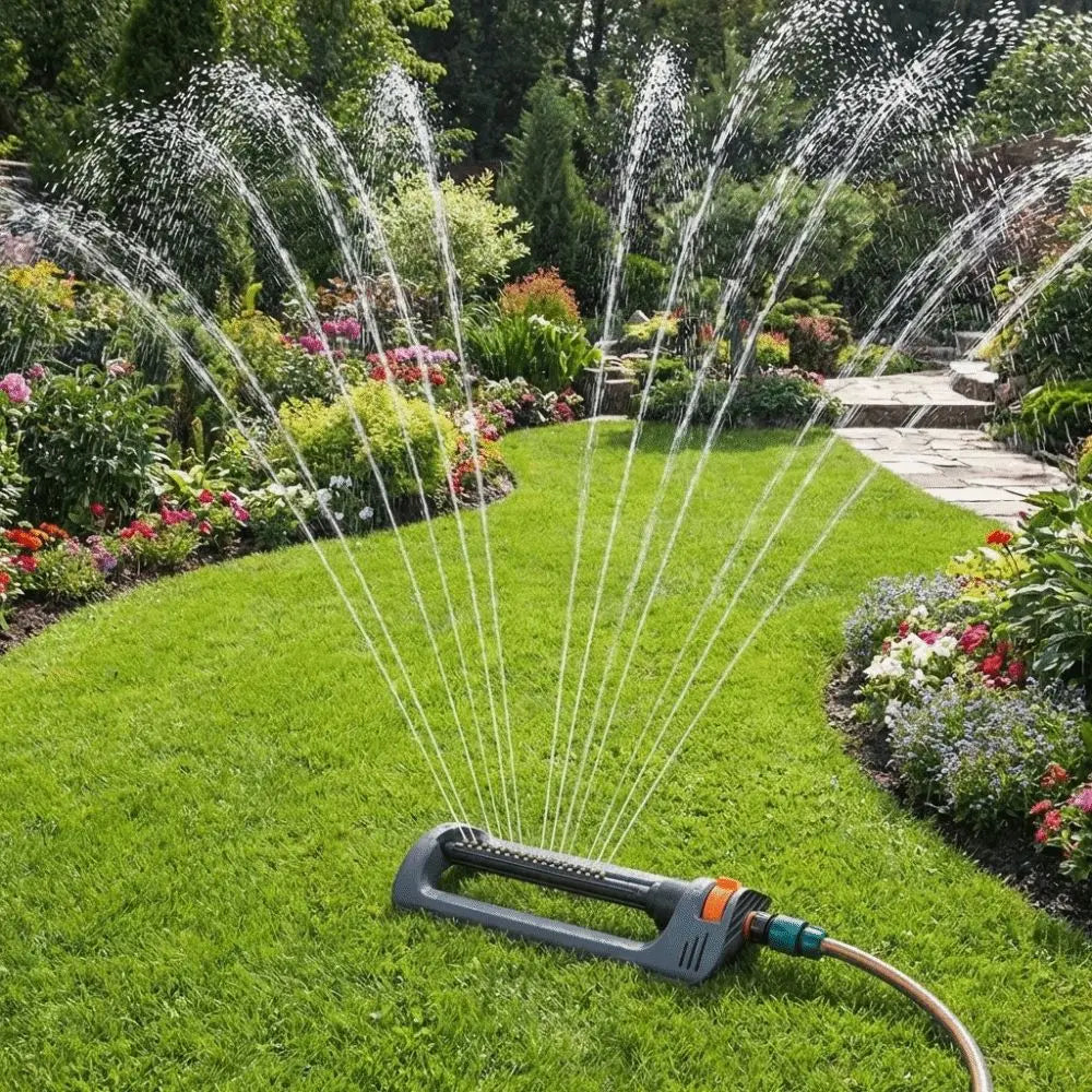 19 Hole Nozzles Oscillating Sprinkler Automatic 4 Modes Swing Irrigation Sprinkler Weighted Base Wide Coverage Water Sprayer Vue