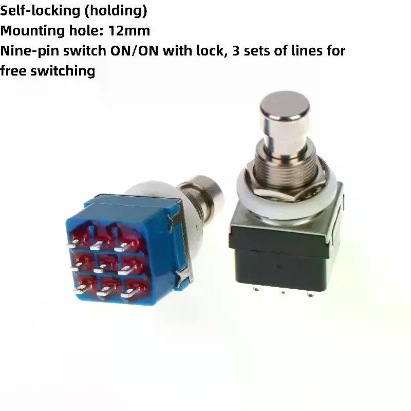 1/3Pcs Button Direct Conversion Switch 9 Pin 3PDT Latching Guitar Switch Guitar Effects Pedal Box Stomp Foot True Bypass Vue
