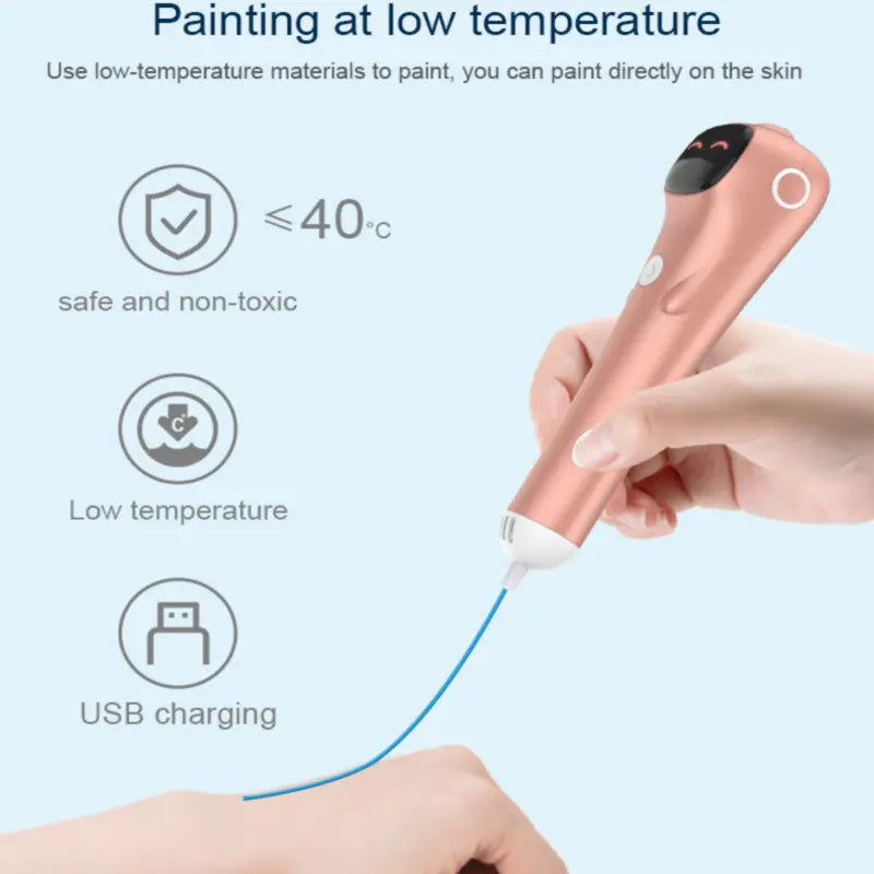 3D Printing Pen Low Temperature Built-in Battery Voice Broadcast 1.75mm PCL Filament 3D Pen Drawing DIY For Kids Grils Boys Gift Vue