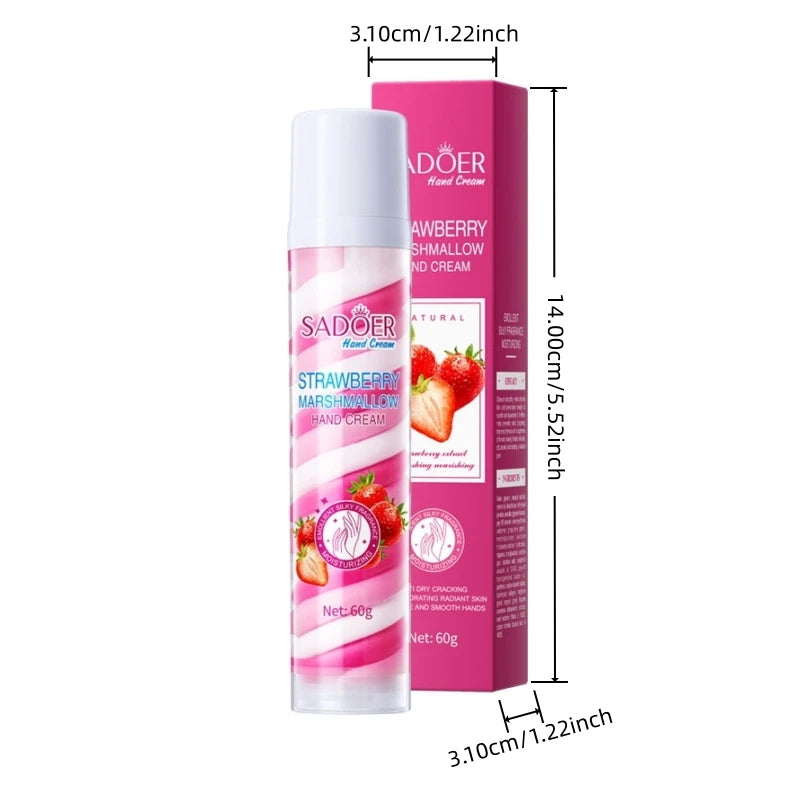 60g Strawberry Marshmallow Hand Cream, Strawberry Extract, Moisturizes Dry Skin Vue