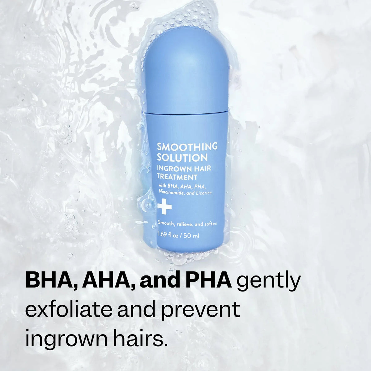 Smoothing Solution Hair Treatment (1.69 oz) - Smooth, Relieve, Soften Skin - 360 Roller - BHA, AHA, PHA, Niacinamide, Vegan Vue