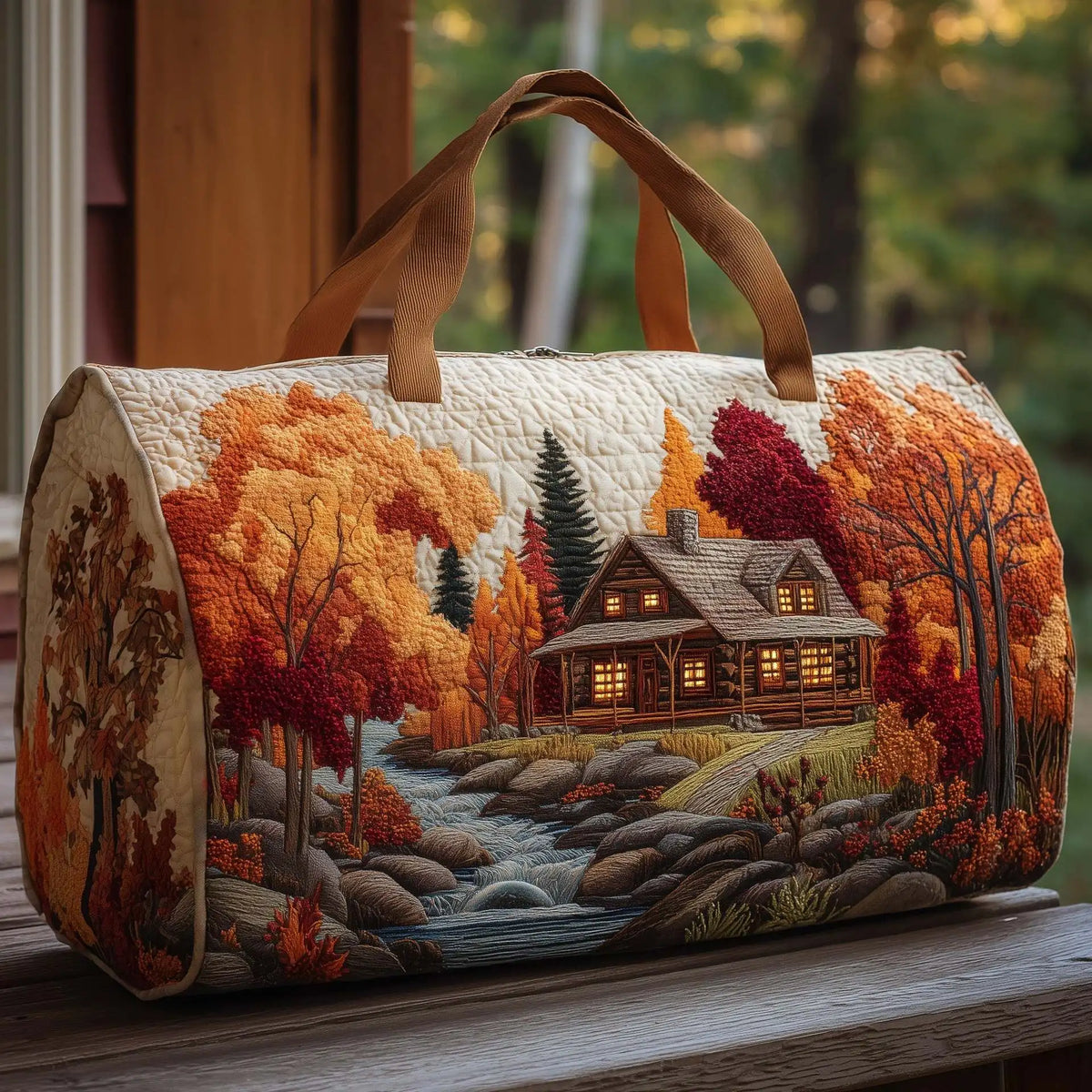 Women 3D Quilting Craft Travel Duffel Bag Fashion Sun Mountain Forest Vue A1