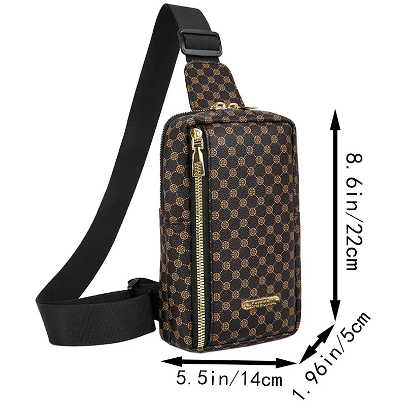 Classic Rhombus Print Rider Chest Crossbody Bag Water Resistant