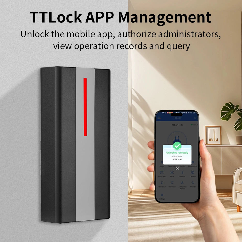 TTLOCK APP Bluetooth Access Control IP67 WG34 Input 13.56MHz Card Support Wireless Keyboard for Access Control System Security Vue