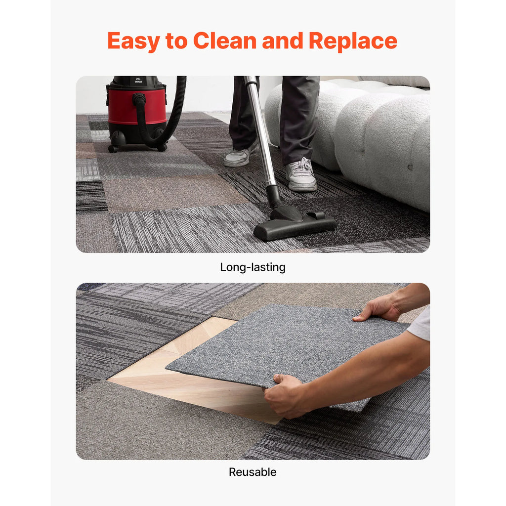 20x20 Inch Carpet Tiles 24 PCS – 66.6 sq ft Indoor Floor Cover Modular Carpet Tiles Vue