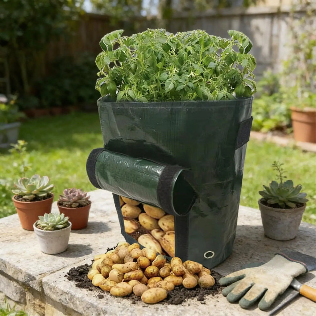 4 Pieces Potato Growing Bags Planter with Flap Handles Garden Bags to Grow Vegetables for Greenhouse Outdoor Yard Patio Balcony Vue