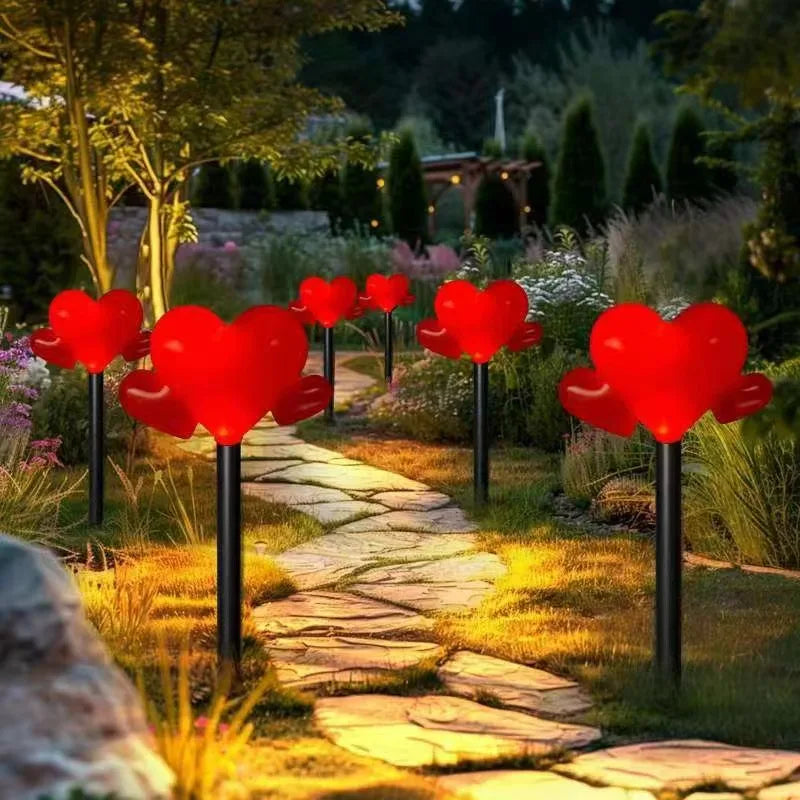 5pcs Solar-Powered Love Lights Outdoor Valentine's Day LED Lights Garden Decorations Pathway Lights Ground Plug Light N002 Vue