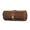 Retro Crazy Horse Leather Watch Box Creative Round Buckle Leather Storage Box Three Packs of First-layer Cowhide Vue Light brown