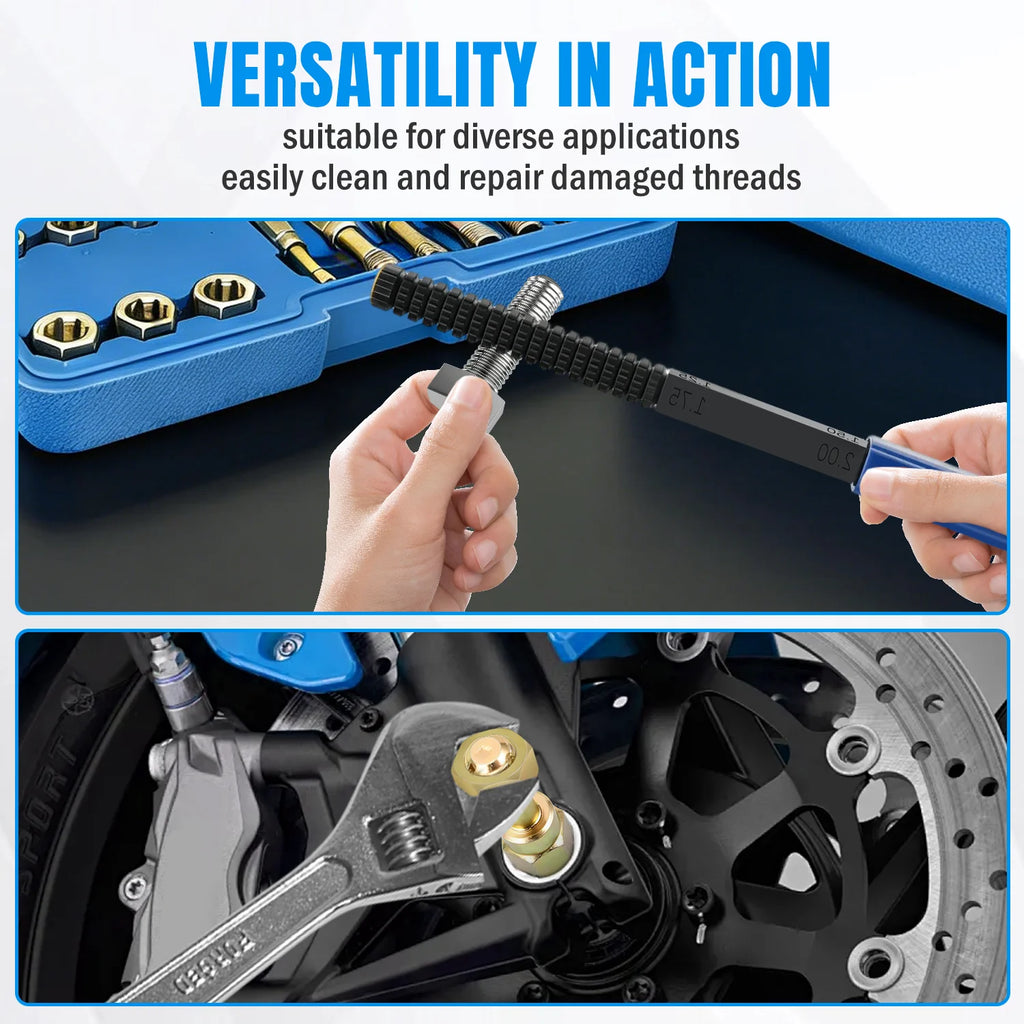 Nilight Thread Chaser Set SAE Metric Master Thread Repair Kit with Case 28 Taps 28 Dies 3 Files 2 Gauges Universal UNC UNF Sizes Automotive Tool for Mechanic Auto Shop Home Garage Repair Vue
