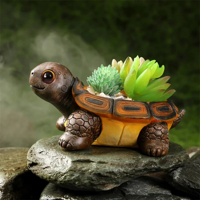 Turtle Succulent Planter Cute Animal Mini Plant Pot For Office Desk Table Living Room Balcony Home Display Gift For Women Teens Vue