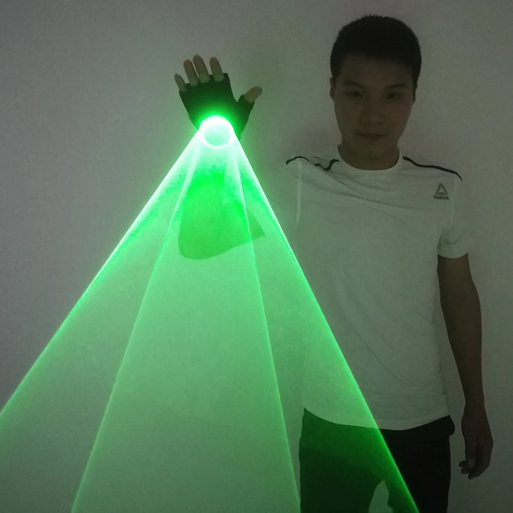 Green Rotating Laser Gloves Whirlwind Handheld Lazer Cannon DJ Dancing Club Tunnel Effect Vortex LED Light Pub Party Show Vue A pair of gloves