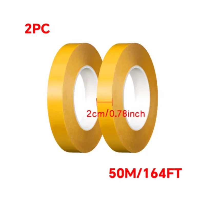 Heat Resistant Pet Double Sided Adhesive Tape 0.05mm Thick Transparent No Trace Super Sticky Strong High Temperature Resistance Vue 20Mmx50Mx2Pc