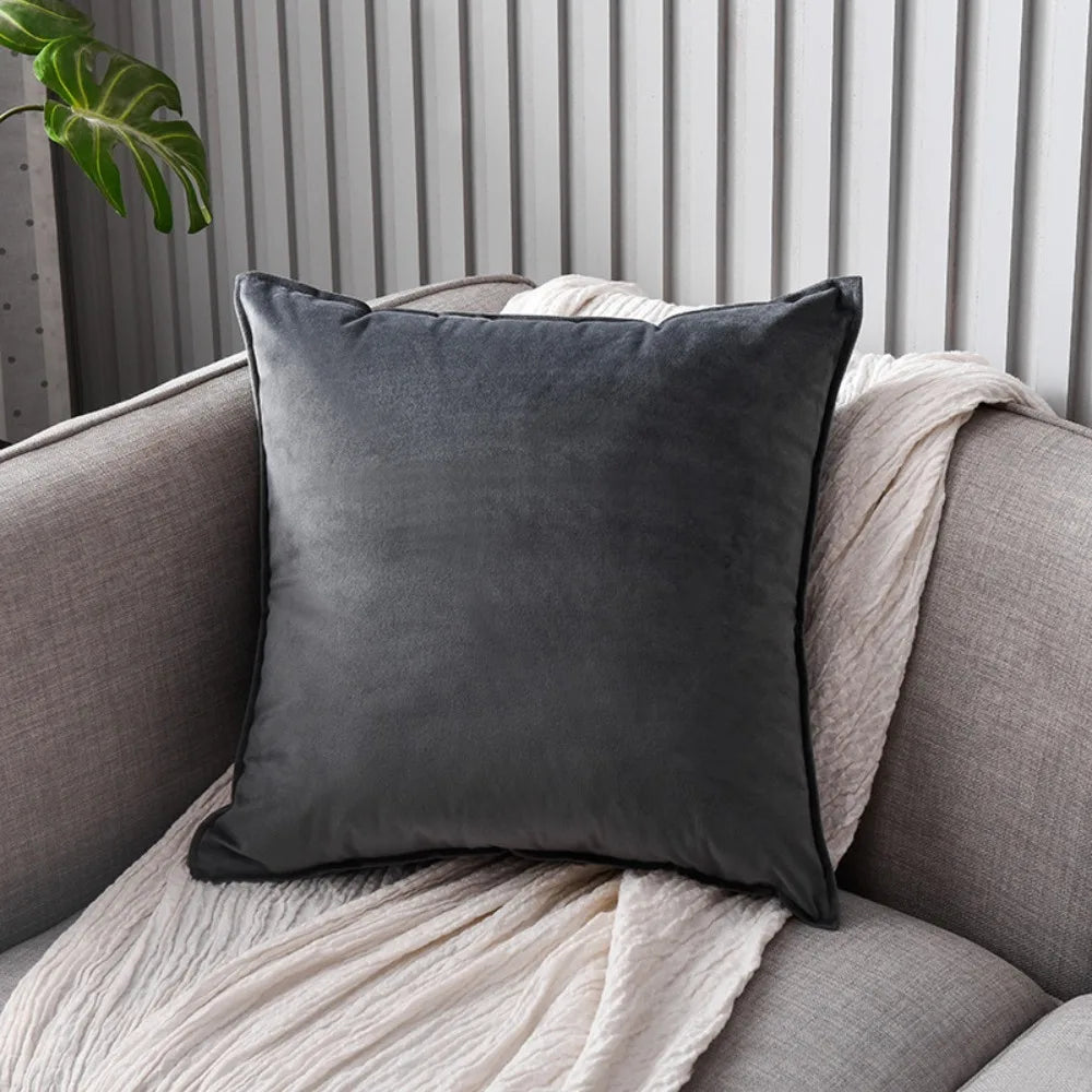 Comfortable Nordic Style Velvet Throw Pillow Cover Solid Color Soft Cushion Cover 60cm Large Size Sofa Pillowcase Hotel Vue Grey