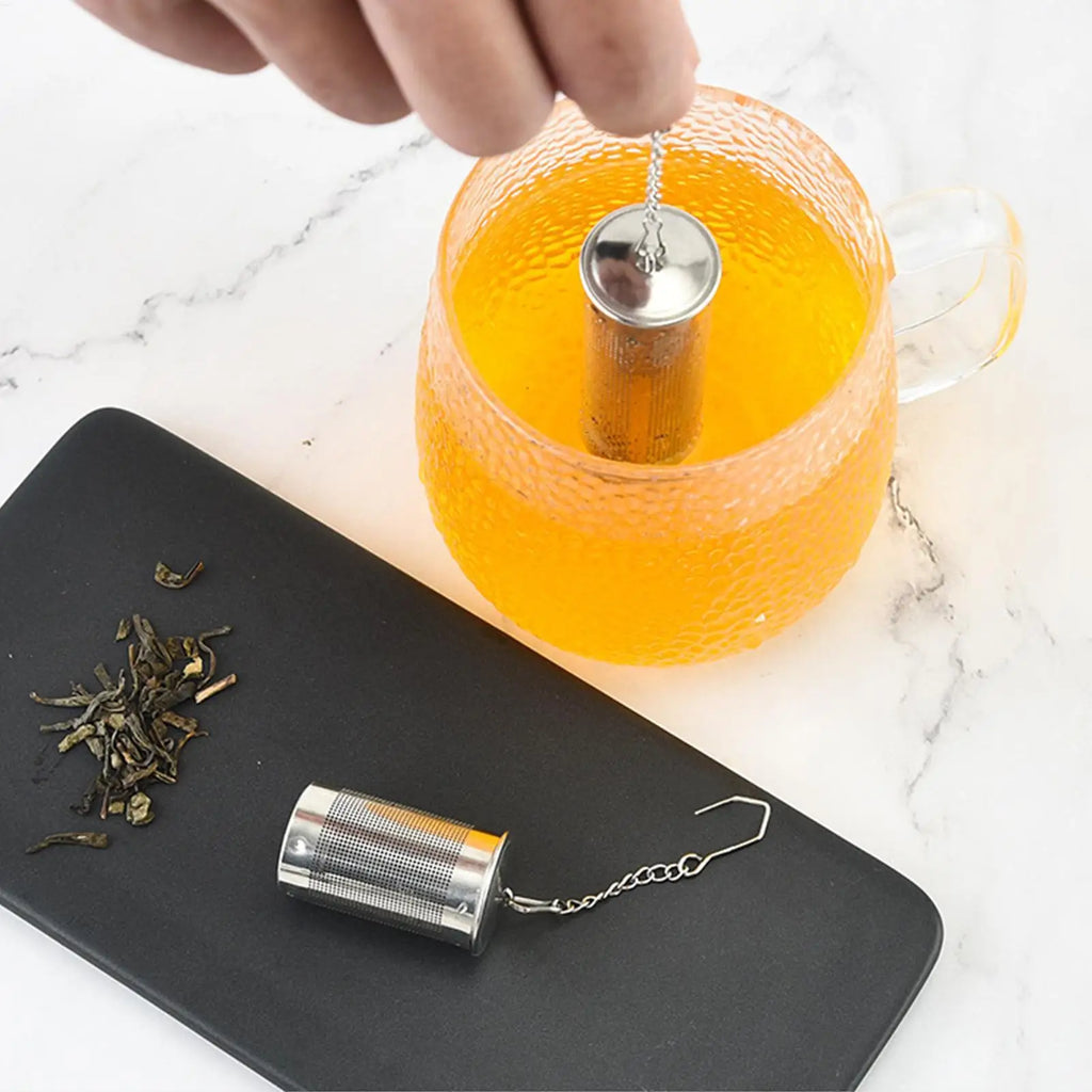 Tea Infuser Tea Holder Stainless Steel With Chain Hook Seasoning Strainer Cylindrical Fine Mesh Filter Tea Infuser Multipurpose Vue