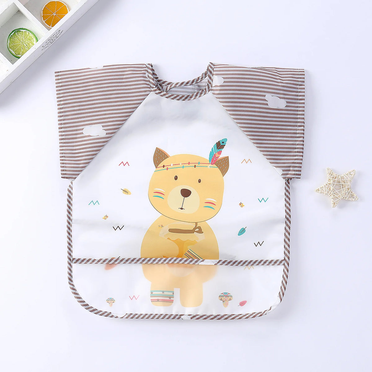 0-3Y Boys Girls Burp Clothes Smock Infant Baby Cartoon Sleeveless Waterproof Eating Toddler Art Apron Animal Smock Soft Baby Bib Vue B165 Sleeveless Bear 0-3Y