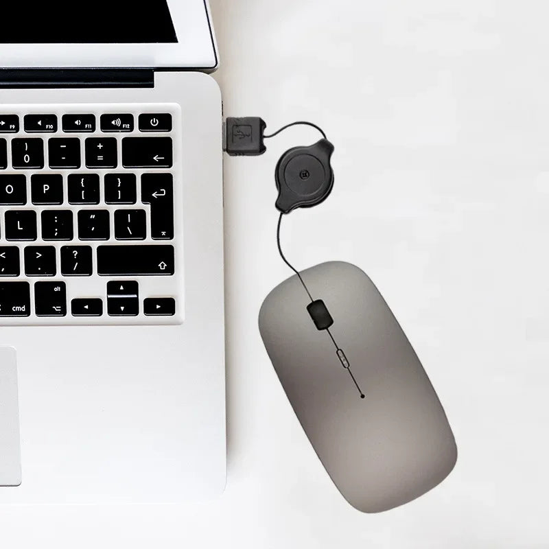 Notebook Computer Telescopic Wired Mouse Mute USB Optical Mouse Office Games Vue