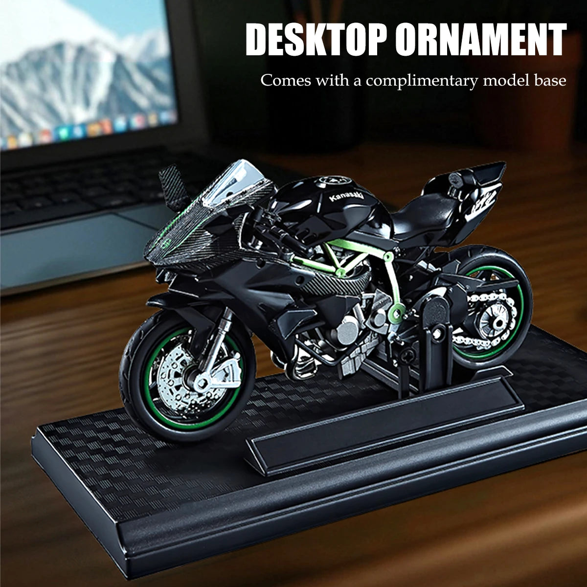 Motorcycle DieCast Model 1:18 Toy Car, Collectible Model With Ornament Base Rotating Rubber Tires Kids Gifts Vue
