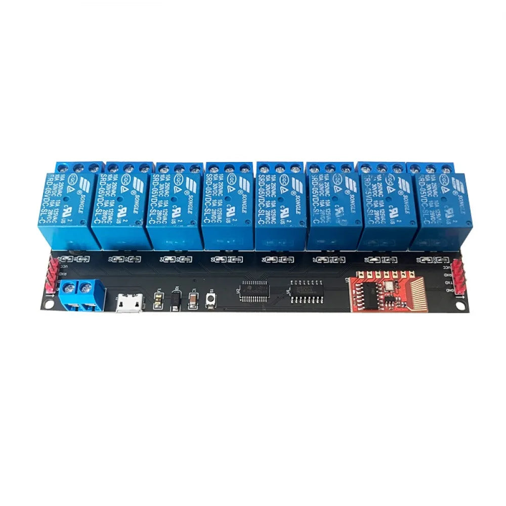 DC5V TTL 8-channel Serial Port Relay Module 433MHz RF Control Support Self-locking Interlocking Point-and-trip Mode Relay Board Vue