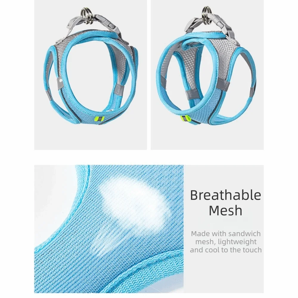 Anti-Breakage Pet Harnesses and Leashes Set Reflective Breathable Vest-Style Harness Anti-Break-Free Soft Mesh Vue