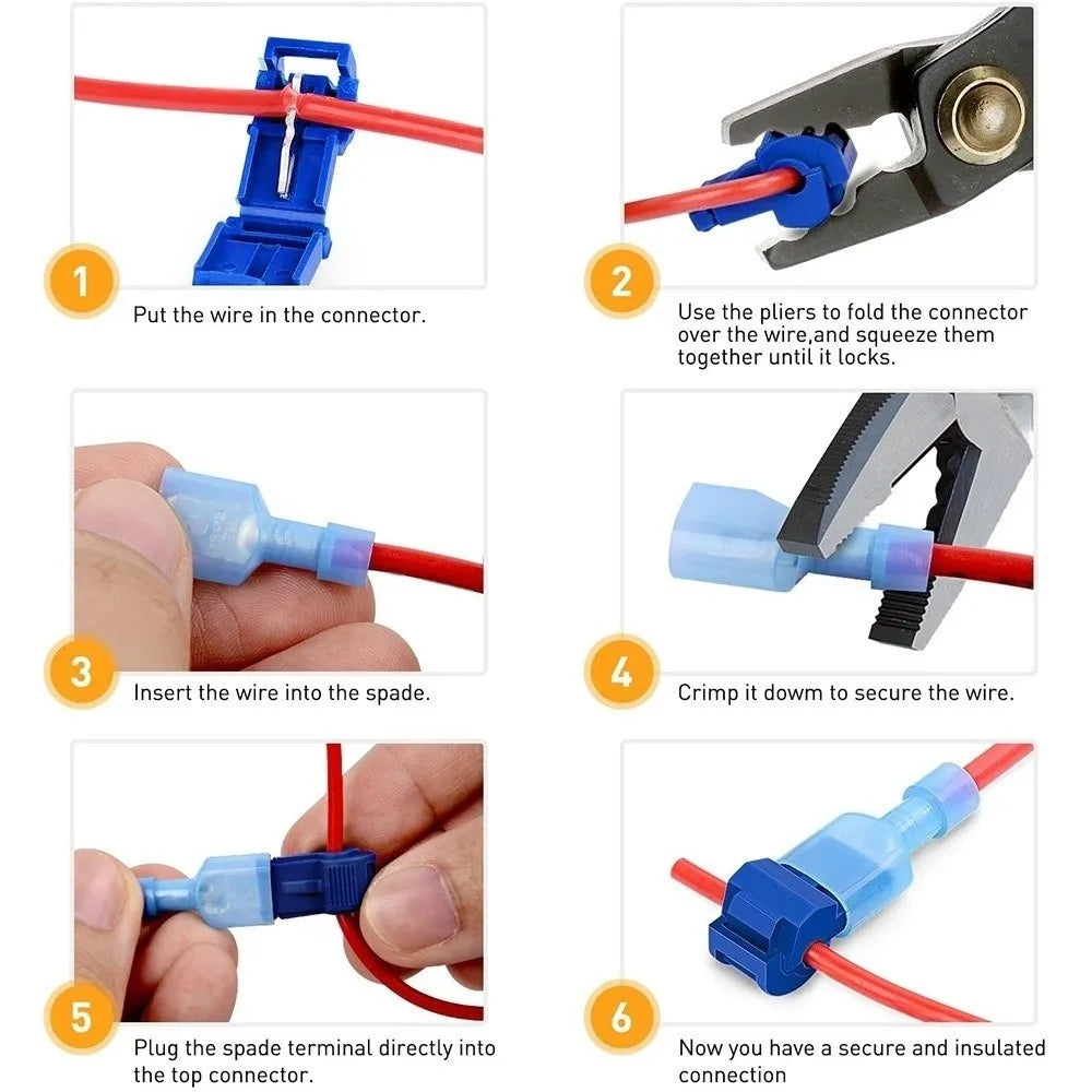 120pcs Peel-Free T-Tap Connector Efficient Wiring Insulated Wire Splicing Terminal Waterproof Clamp Type Quick Crimp Terminal Vue