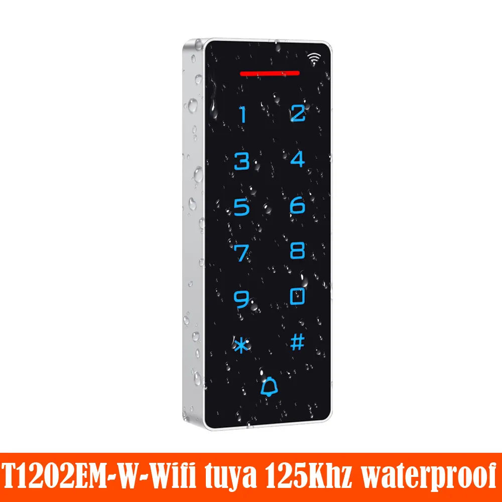 WiFi Door Access Control Keypad Standalone ID&IC RFID Access Control Card Reader IP67 Waterproof Output&Input Support Tuya App Vue T1202EM-W-WIFI