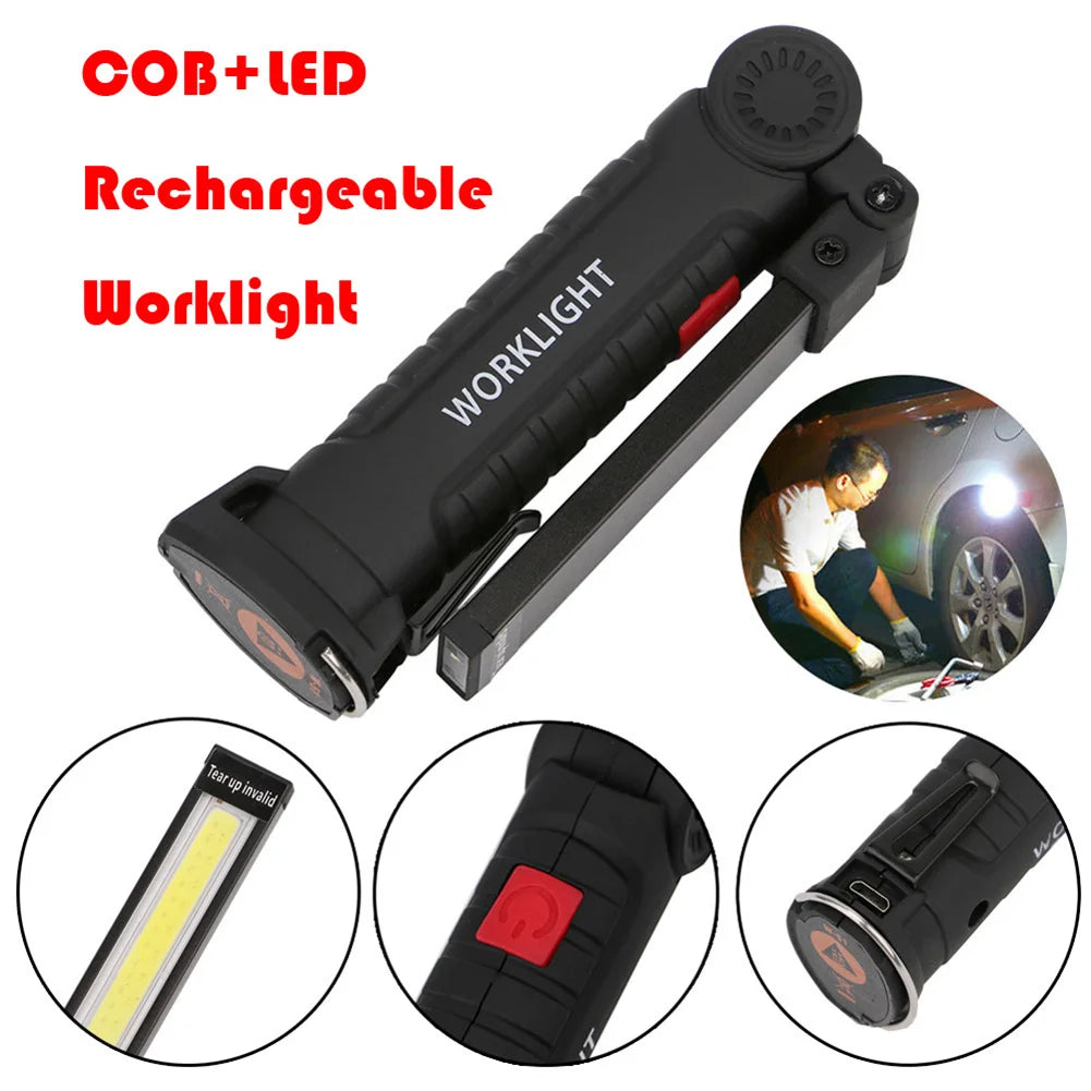 COB LED Dimmable Work Light USB Rechargeable Flashlight Magnet LED Work Light Vue