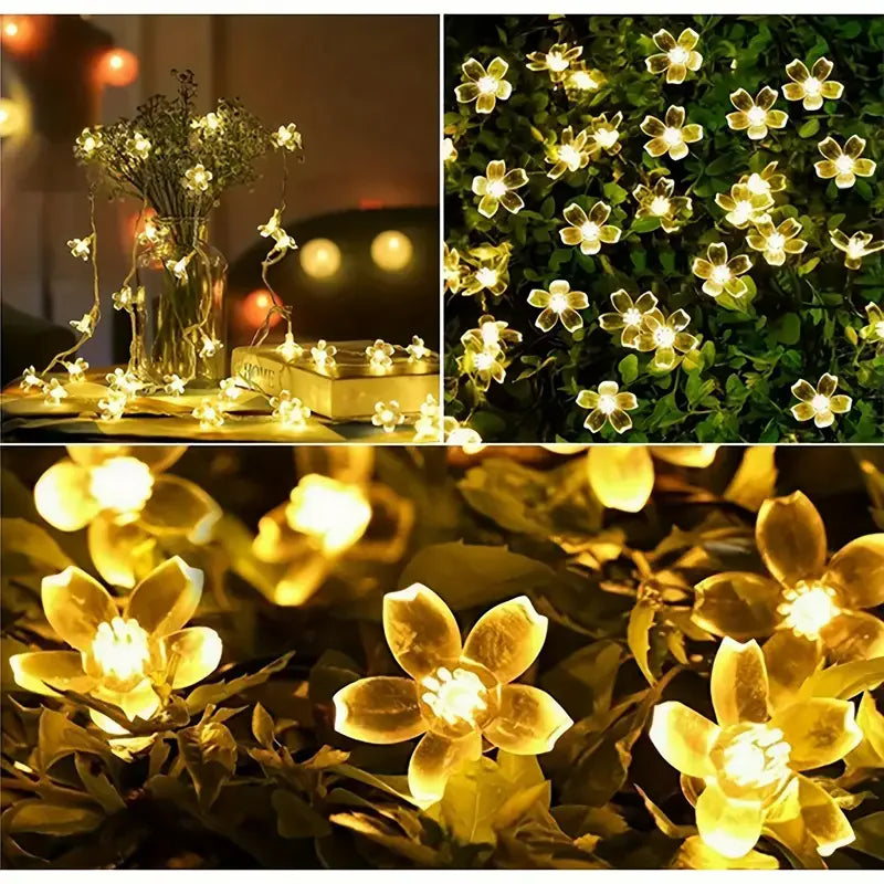 2025 Solar Flower String Lights 200LEDS Waterproof Solar Powered Fairy Lights 8 Modes Decorative Lights for Patio Fence Wedding Vue