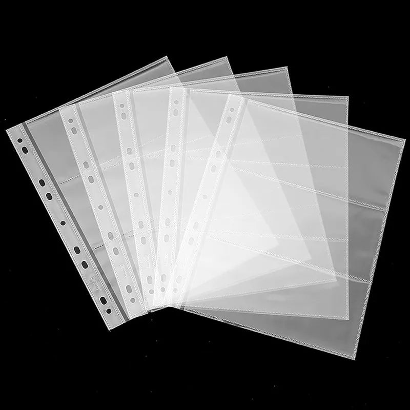 10Pcs Money Banknote Paper Money Album Page Collecting Holder Sleeves 3-slot Loose Leaf Sheet Album Protection Vue