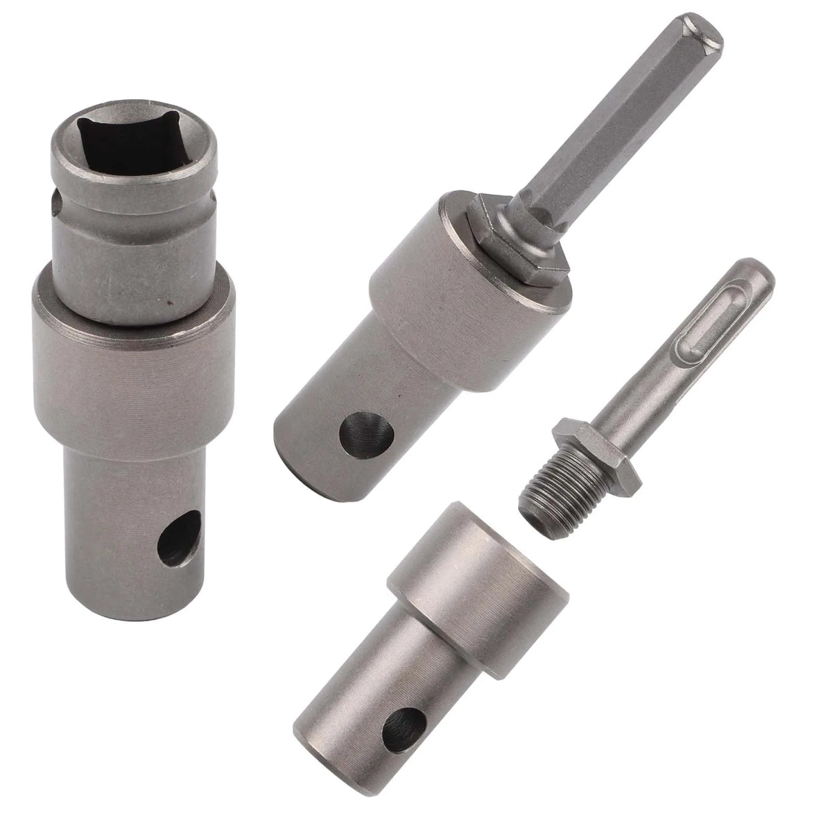 3-Piece Earth Auger Adapter Set – Hex, Round & 1/2" Drive Drill Adapter Set Vue