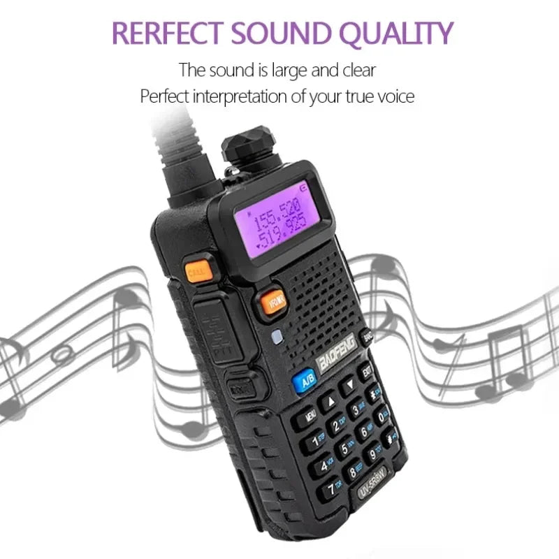8W/5W UV5RX Walkie Talkie High Power Ham Radio Rechargeable Dual Band VHF UHF FM Transceiver Handheld Portable Radio UV-5R Vue