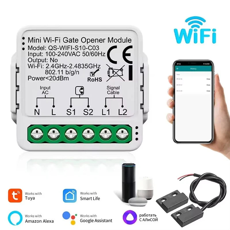 Tuya Zigbee3.0 WiFi Switch Module Smart Garage Door Opener Controller Module Voice Control Work With Alexa Google Home Assistant Vue Wifi version