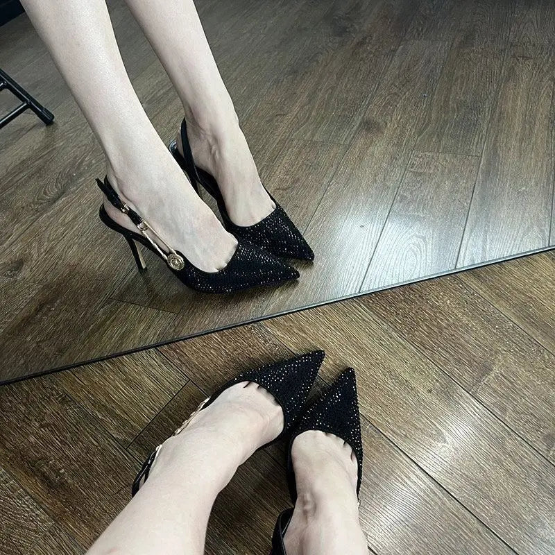 Women's Korean High Heel Pumps – Pointed Toe Ankle Strap High Heel Pumps Vue
