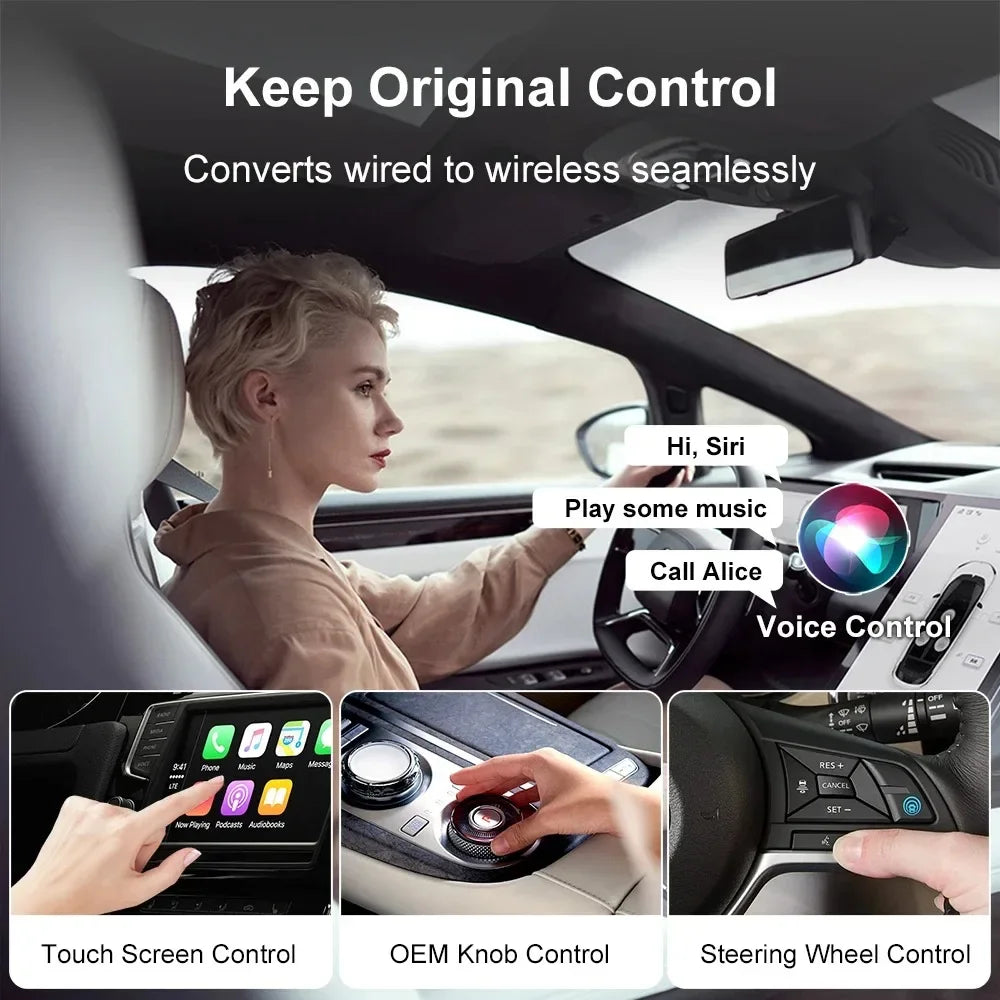Mini Wireless CarPlay Adapter Android Auto Wireless Dongle Wifi 5.8G Auto Connect Box For iphone Android Phone For Volvo Benz VW Vue