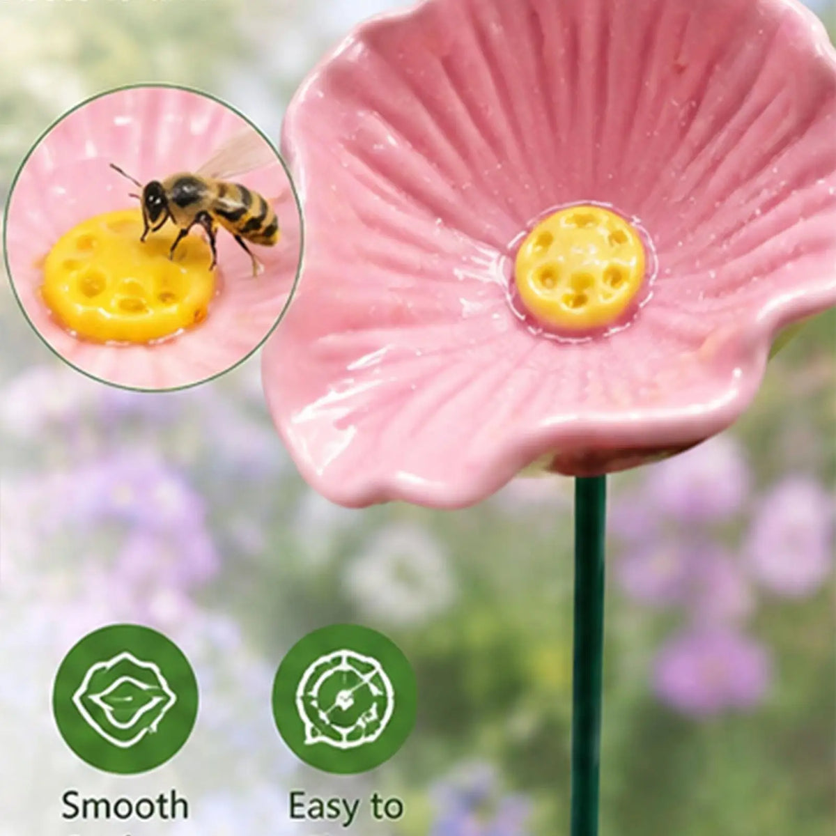 6 Pieces Bird Bath Garden Bee Watering Station Flower Pollinator Drinking Rain Catcher for Patio Lawn Backyard Balcony Deck Vue