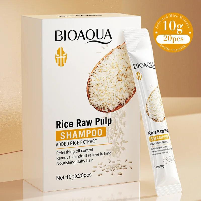 A Box of 20 Rice Puree Hair Treatments, Which Purifies and Controls Oil and Dandruff, While Nourishing and Improving Hair Texture, Making Hair Light, Fluffy, Soft, and Shiny Vue