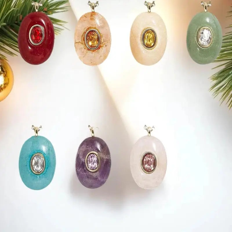 Trendy Titanium Steel Waterdrop Birthstone Charms Pendant Necklace