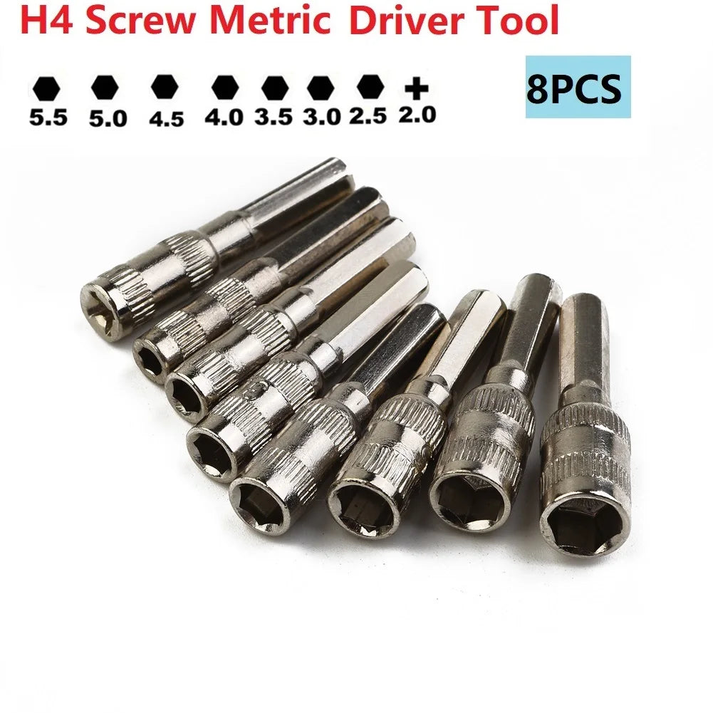 8-Piece 6-Point Hex Socket Set H4 Shank Nut Driver Kit Hex Socket Set Vue