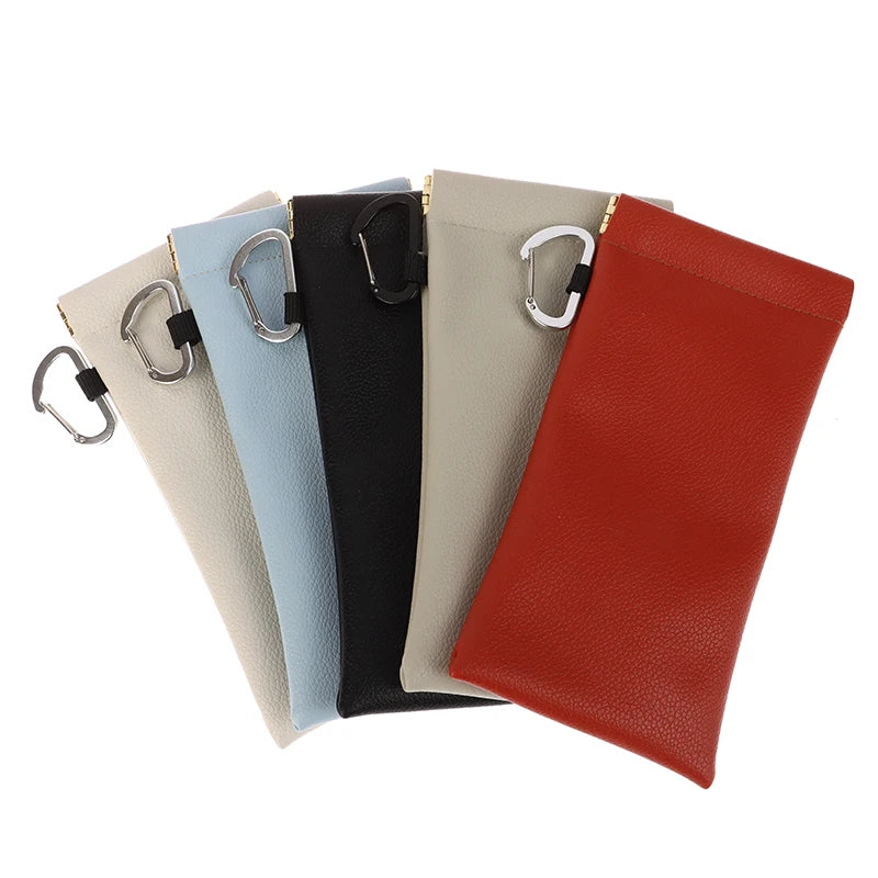 Automatic Closed Soft PU Glasses Bag Sunglasses Case Carrying Bag Eyewear Pouch Earphone Data Cable Storage Protective Cover Vue