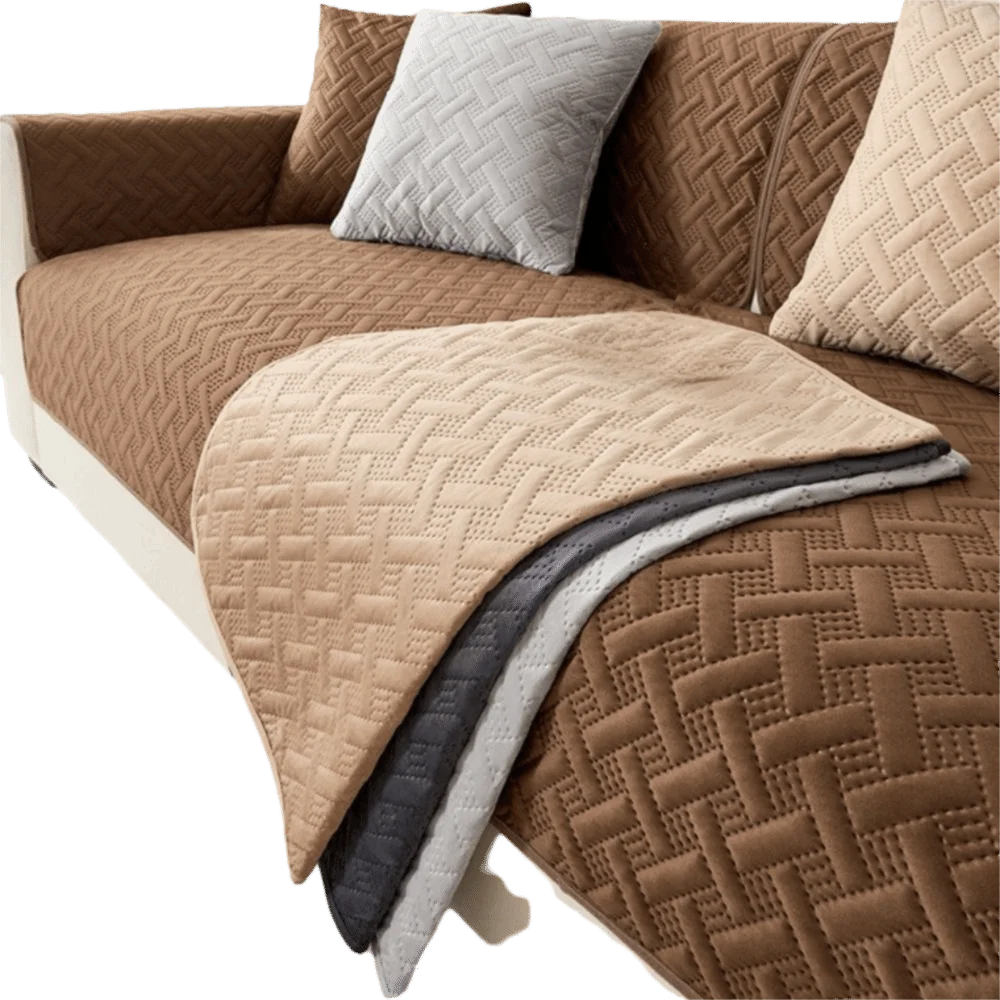 Non-slip Design Dutch Velvet Sofa Cover Striped Pattern Anti Slip Full Cover Sofa Cover Dirt Resistant Stretch Fabric Vue