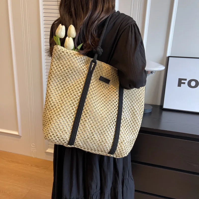 Elegant Ladies Straw Woven Handbag Women Holiday Beach Bag Casual
