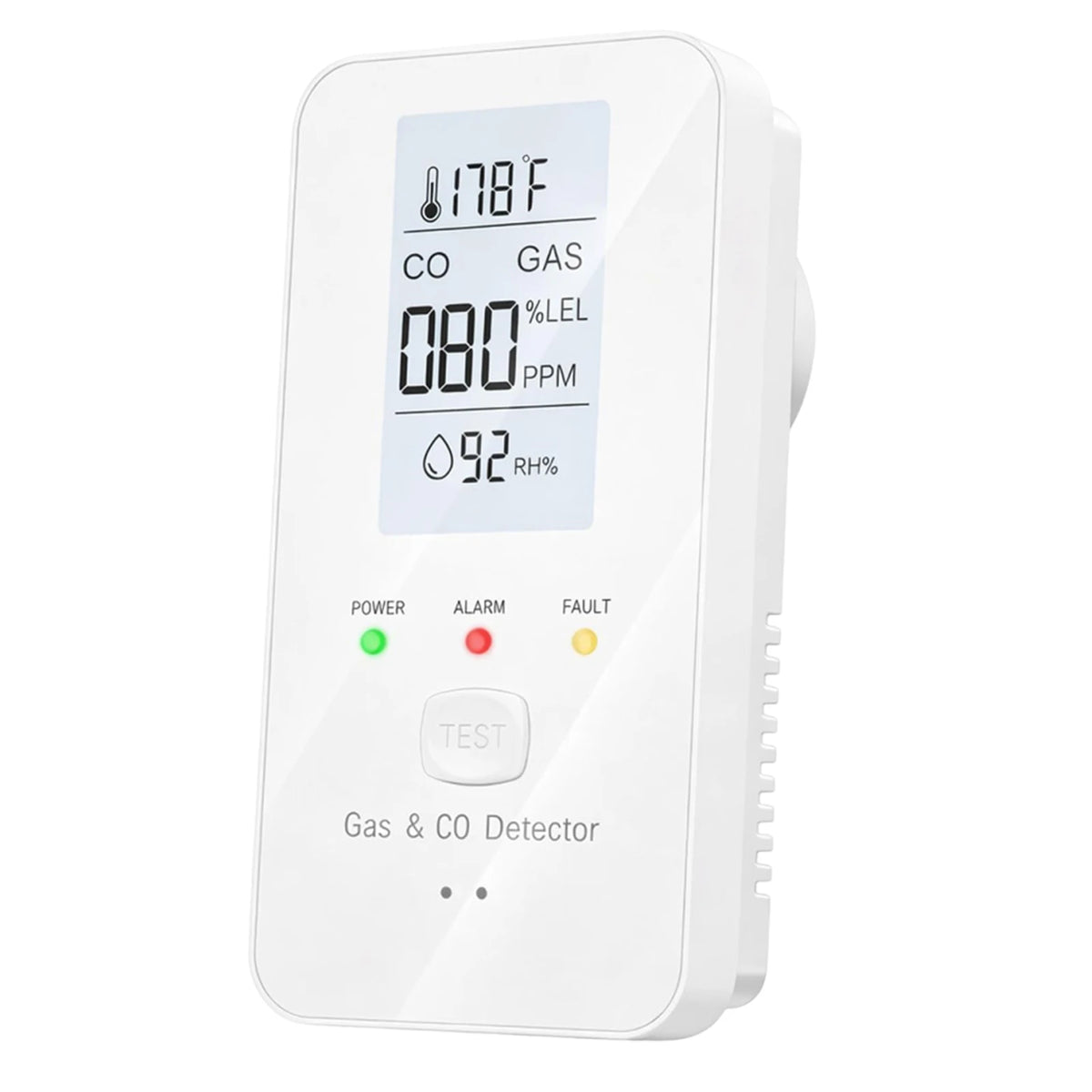 4-in-1 Gas & CO Detector with LCD, Temp & Humidity Display Gas & CO Detector Vue WHITE China Mainland EU Plug