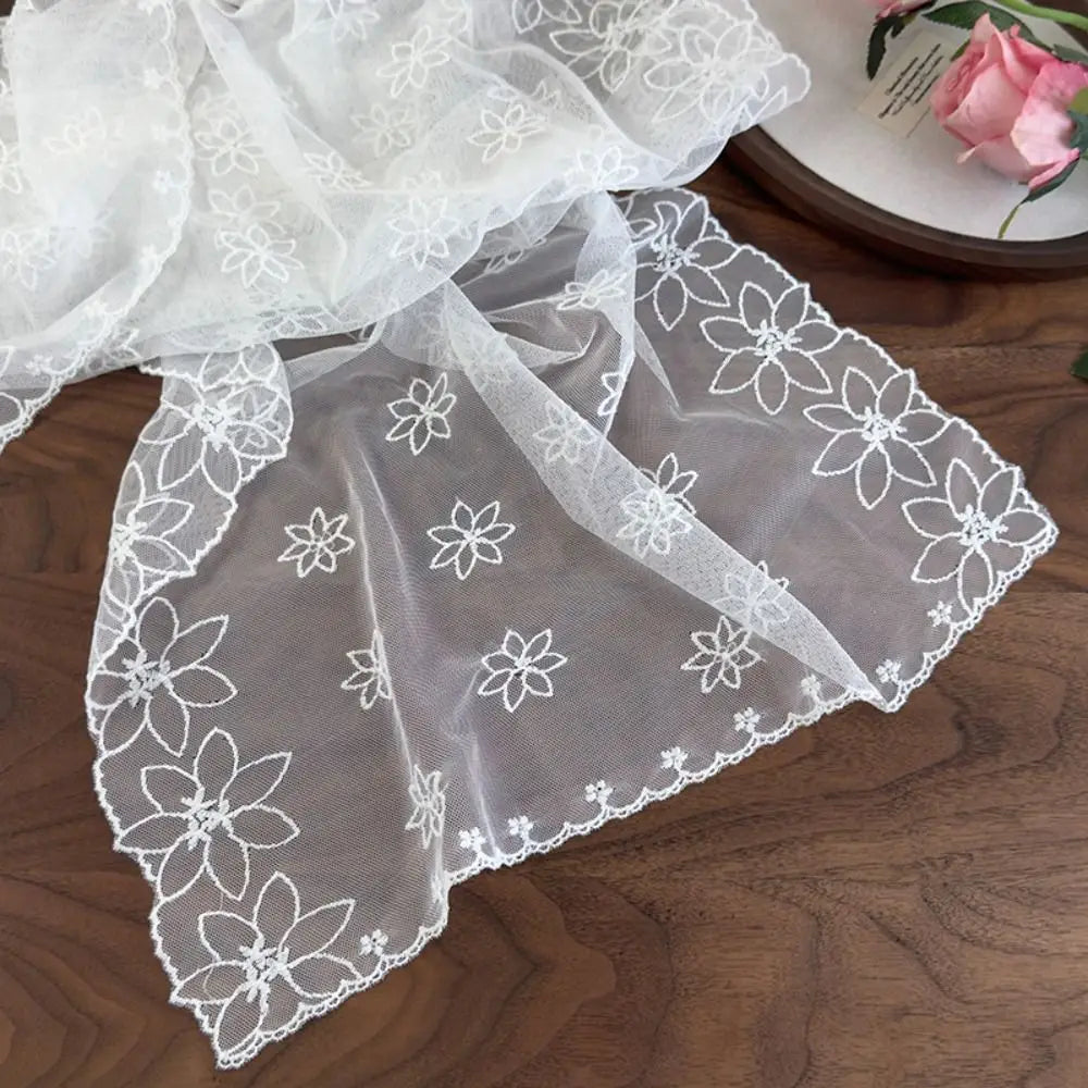 Retro Embroidered Flower Lace Scarf Lightweight Long Sunscreen Shawl