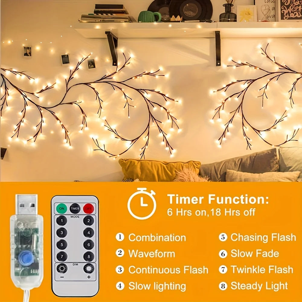 Artistic Sculptural Tree Branch String Lights, Adjustable Bendable LED Lights, Bohemian Garden Romantic Night Scene Ornament Vue