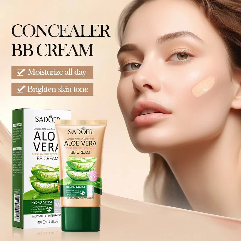 40g Aloe Vera Concealer Bb Cream, Contouring and Beautifying Makeup, Powerful Coverage Without Caking, Delicate Texture, Moisturizes the Skin, Available in Natural Color and Ivory White Vue