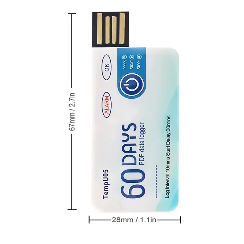 ABKW-10X Tempu05 Temperature Data Logger 60 Days Disposable Temperature Analyzer PDF USB Vue