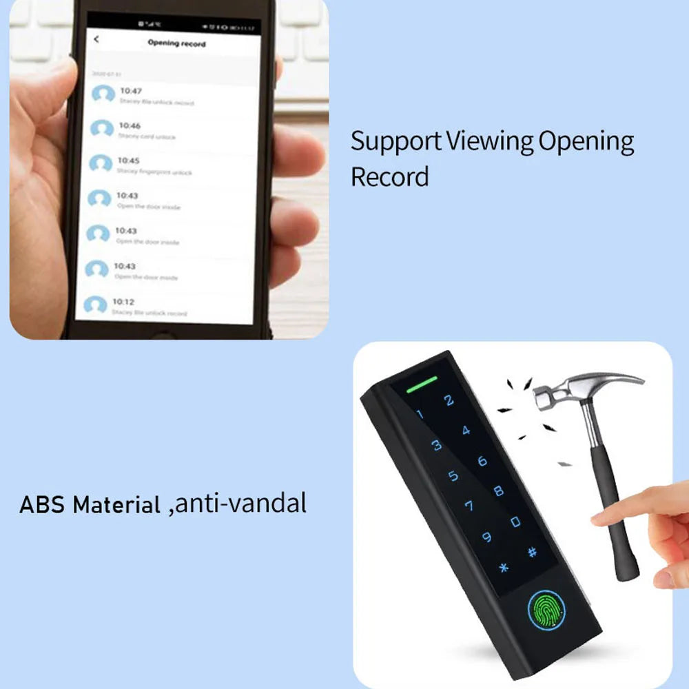 TTLOCK Bluetooth RFID Fingerprint Access Control Keypad Smart Phone Entry Waterproof 13.56Mhz RFID Card Reader Door Gate Opener Vue
