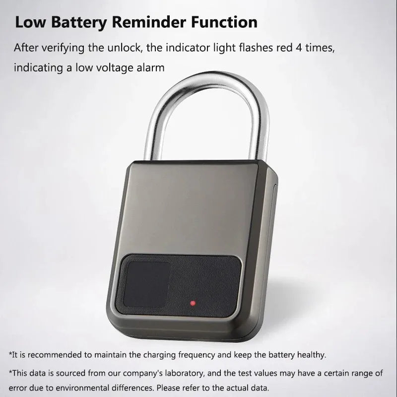 Keyless USB Charging Door Lock Fingerprint Smart Padlock Quickly Unlock Zinc Alloy Metal Self-imaging Chip Fingerprints Lock Vue