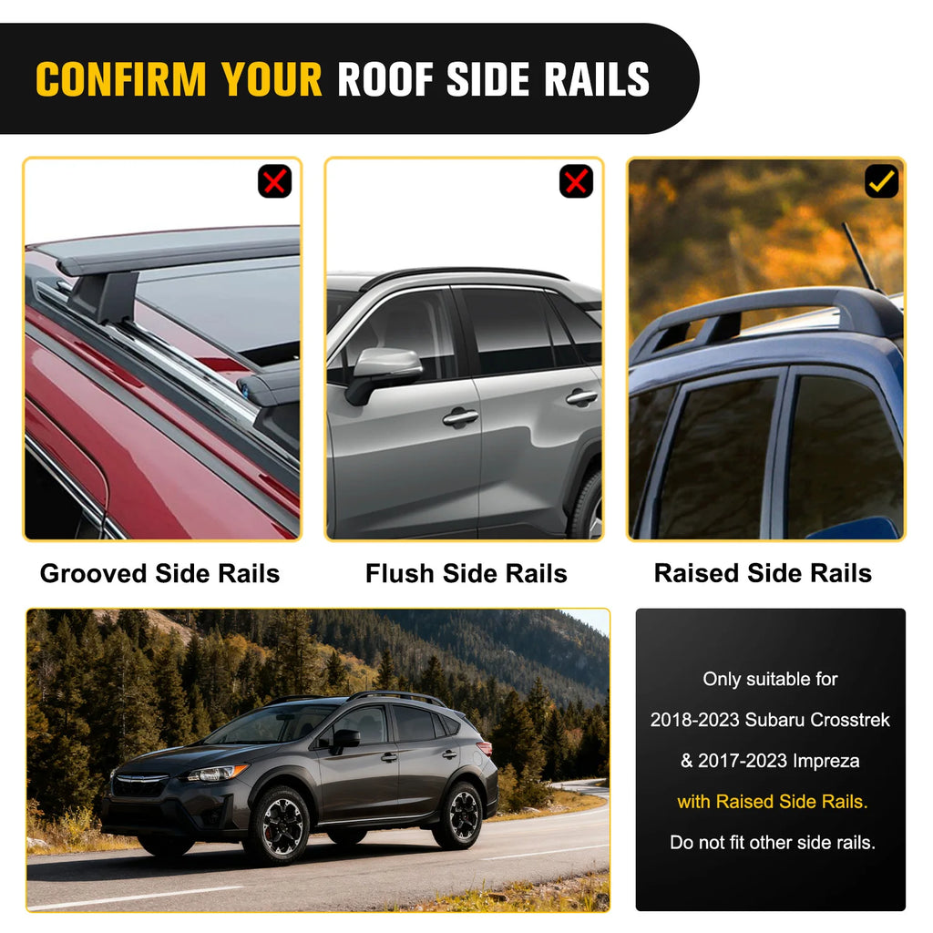 Nilight Roof Rack Cross Bars Fit for Subaru Crosstrek 2018-2023 & Impreza 2017 18 19 20 21 22 2023 Aluminum Rails Crossbars with Rubber Pad for Rooftop Cargo Carrier Kayak (Only Fit Raised Side Rails) Vue