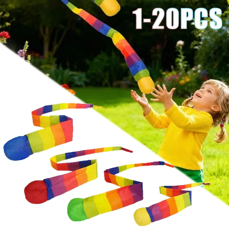 1-20PCS Rainbow Tail Throw Catch Ball Soft Colorful Playground Toy for Kids Adults School Training Gift Sports Durable Fun Vue